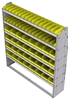 23-6572-6 Profiled back bin shelf unit 67"Wide x 15.5"Deep x 72"High with 6 shelves