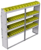23-7363-4 Profiled back bin shelf unit 75"Wide x 13.5"Deep x 63"High with 4 shelves