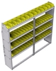 23-7363-4 Profiled back bin shelf unit 75"Wide x 13.5"Deep x 63"High with 4 shelves