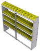 23-7363-4 Profiled back bin shelf unit 75"Wide x 13.5"Deep x 63"High with 4 shelves
