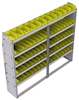 23-7363-5 Profiled back bin shelf unit 75"Wide x 13.5"Deep x 63"High with 5 shelves