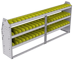 23-8336-3 Profiled back bin shelf unit 84"Wide x 13.5"Deep x 36"High with 3 shelves