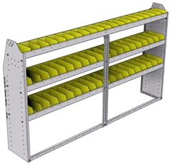 23-8348-3 Profiled back bin shelf unit 84"Wide x 13.5"Deep x 48"High with 3 shelves