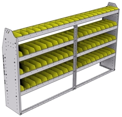 23-8348-4 Profiled back bin shelf unit 84"Wide x 13.5"Deep x 48"High with 4 shelves