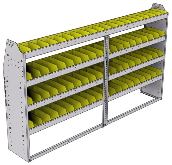 23-8348-4 Profiled back bin shelf unit 84"Wide x 13.5"Deep x 48"High with 4 shelves