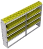 23-9358-4 Profiled back bin shelf unit 94"Wide x 13.5"Deep x 58"High with 4 shelves
