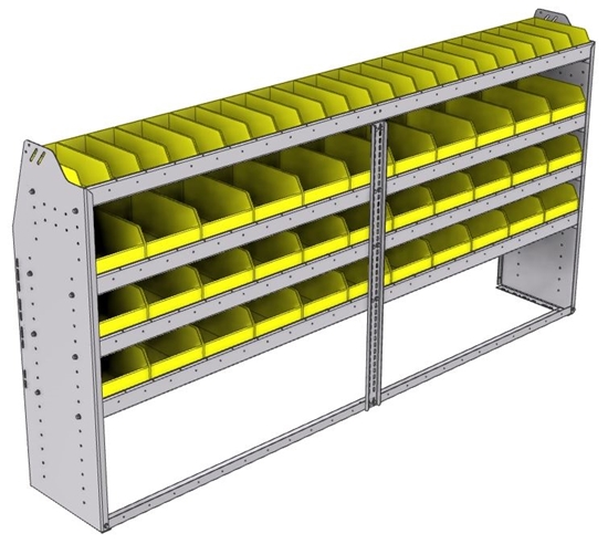 23-9548-4 Profiled back bin shelf unit 94"Wide x 15.5"Deep x 48"High with 4 shelves