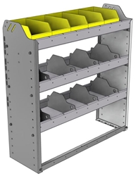 24-3136-3 Square back bin separator combo shelf unit 34.5"Wide x 11.5"Deep x 36"High with 3 shelves