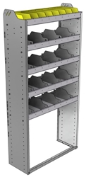 24-3372-5 Square back bin separator combo shelf unit 34.5"Wide x 13.5"Deep x 72"High with 5 shelves