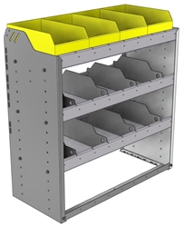 24-3536-3 Square back bin separator combo shelf unit 34.5"Wide x 15.5"Deep x 36"High with 3 shelves