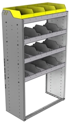 24-3558-4 Square back bin separator combo shelf unit 34.5"Wide x 15.5"Deep x 58"High with 4 shelves