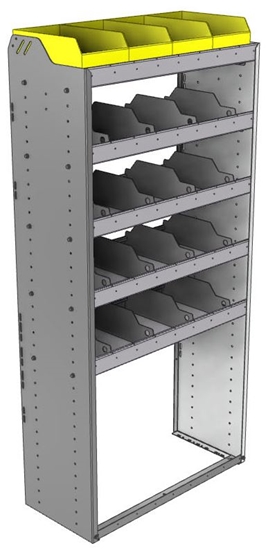 24-3572-5 Square back bin separator combo shelf unit 34.5"Wide x 15.5"Deep x 72"High with 5 shelves