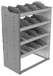 24-3848-4 Square back bin separator combo shelf unit 34.5"Wide x 18.5"Deep x 48"High with 4 shelves