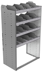 24-3858-4 Square back bin separator combo shelf unit 34.5"Wide x 18.5"Deep x 58"High with 4 shelves