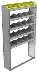 24-4172-5 Square back bin separator combo shelf unit 43"Wide x 11.5"Deep x 72"High with 5 shelves
