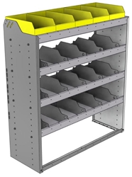 24-4548-4 Square back bin separator combo shelf unit 43"Wide x 15.5"Deep x 48"High with 4 shelves