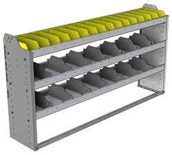 24-6336-3 Square back bin separator combo shelf unit 67"Wide x 13.5"Deep x 36"High with 3 shelves