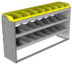 24-6536-3 Square back bin separator combo shelf unit 67"Wide x 15.5"Deep x 36"High with 3 shelves