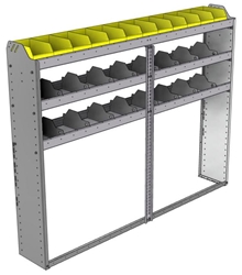 24-7158-3 Square back bin separator combo shelf unit 75"Wide x 11.5"Deep x 58"High with 3 shelves