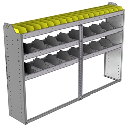 24-7348-3 Square back bin separator combo shelf unit 75"Wide x 13.5"Deep x 48"High with 3 shelves