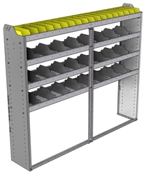 24-7363-4 Square back bin separator combo shelf unit 75"Wide x 13.5"Deep x 63"High with 4 shelves