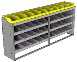 24-8536-4 Square back bin separator combo shelf unit 84"Wide x 15.5"Deep x 36"High with 4 shelves
