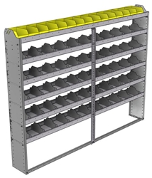 24-9172-6 Square back bin separator combo shelf unit 94"Wide x 11.5"Deep x 72"High with 6 shelves