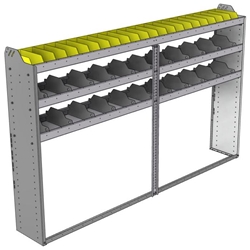 24-9358-3 Square back bin separator combo shelf unit 94"Wide x 13.5"Deep x 58"High with 3 shelves