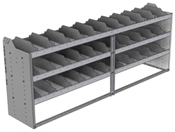 24-9836-3 Square back bin separator combo shelf unit 94"Wide x 18.5"Deep x 36"High with 3 shelves