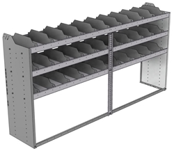 24-9848-3 Square back bin separator combo shelf unit 94"Wide x 18.5"Deep x 48"High with 3 shelves