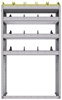 25-3358-4 Profiled back bin separator combo Shelf unit 34.5"Wide x 13.5"Deep x 58"High with 4 shelves