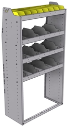 25-3563-4 Profiled back bin separator combo Shelf unit 34.5"Wide x 15.5"Deep x 63"High with 4 shelves