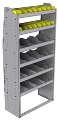 25-3572-6 Profiled back bin separator combo Shelf unit 34.5"Wide x 15.5"Deep x 72"High with 6 shelves