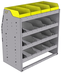 25-3836-4 Profiled back bin separator combo Shelf unit 34.5"Wide x 18.5"Deep x 36"High with 4 shelves