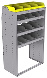 25-3858-4 Profiled back bin separator combo Shelf unit 34.5"Wide x 18.5"Deep x 58"High with 4 shelves