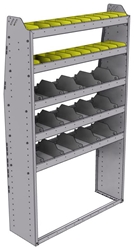 25-4372-5 Profiled back bin separator combo Shelf unit 43"Wide x 13.5"Deep x 72"High with 5 shelves