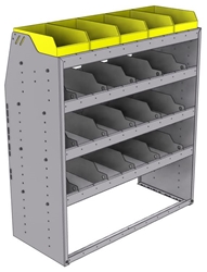 25-4848-4 Profiled back bin separator combo Shelf unit 43"Wide x 18.5"Deep x 48"High with 4 shelves