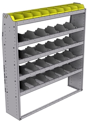 25-5363-5 Profiled back bin separator combo Shelf unit 58.5"Wide x 13.5"Deep x 63"High with 5 shelves