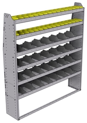 25-6372-6 Profiled back bin separator combo Shelf unit 67"Wide x 13.5"Deep x 72"High with 6 shelves