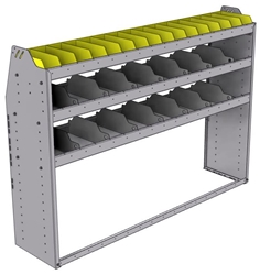 25-6548-3 Profiled back bin separator combo Shelf unit 67"Wide x 15.5"Deep x 48"High with 3 shelves