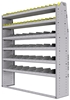 25-6572-6 Profiled back bin separator combo Shelf unit 67"Wide x 15.5"Deep x 72"High with 6 shelves