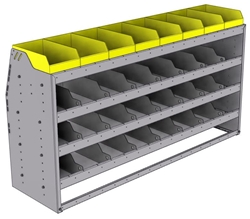 25-6836-4 Profiled back bin separator combo Shelf unit 67"Wide x 18.5"Deep x 36"High with 4 shelves