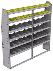 25-7372-6 Profiled back bin separator combo Shelf unit 75"Wide x 13.5"Deep x 72"High with 6 shelves