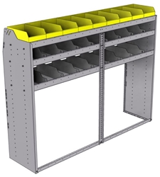 25-7858-3 Profiled back bin separator combo Shelf unit 75"Wide x 18.5"Deep x 58"High with 3 shelves