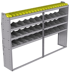 25-9563-4 Profiled back bin separator combo Shelf unit 94"Wide x 15.5"Deep x 63"High with 4 shelves