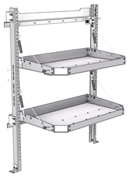 26-3048-20 2 level fold-up shelving unit, 35"Wide x 18"Deep x 48"High