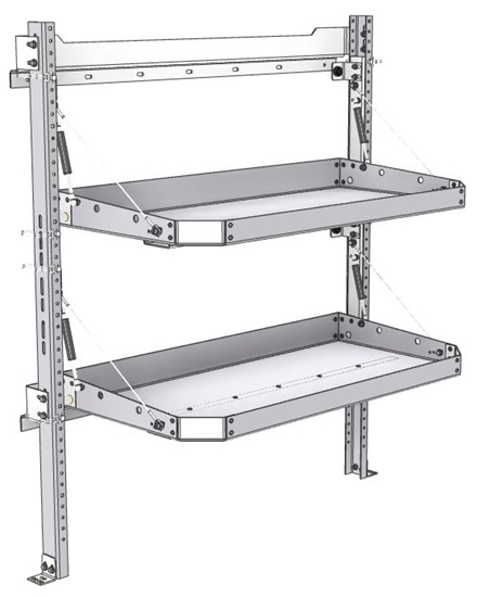 26-4048-20 2 level fold-up shelving unit, 41"Wide x 18"Deep x 48"High