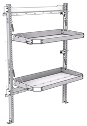 26-4058-20 2 level fold-up shelving unit, 41"Wide x 18"Deep x 58"High