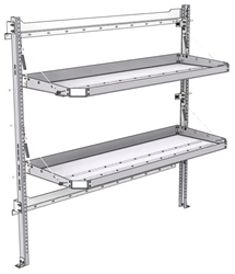 26-6063-02 2 level fold-up shelving unit, 63"Wide x 21"Deep x 63"High