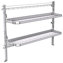 26-7058-20 2 level fold-up shelving unit, 77"Wide x 18"Deep x 58"High